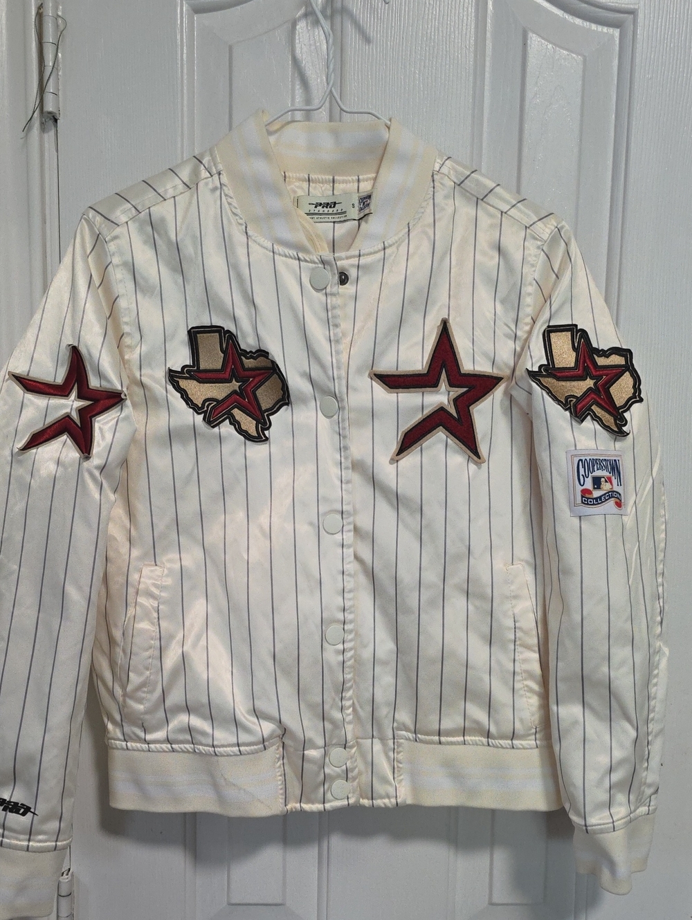 Pro Standart Houston Astros Cream  Pinstripe Jacket with Red Stars